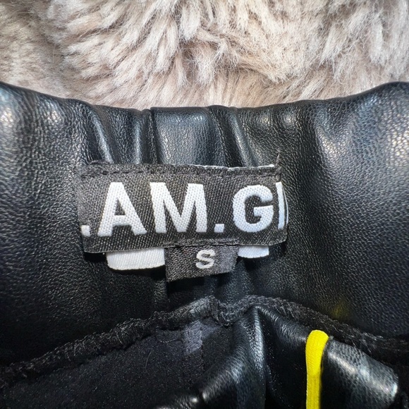 I.AM.GIA Nora Faux Leather Pant in Black and Yellow, Small - Picture 12 of 15